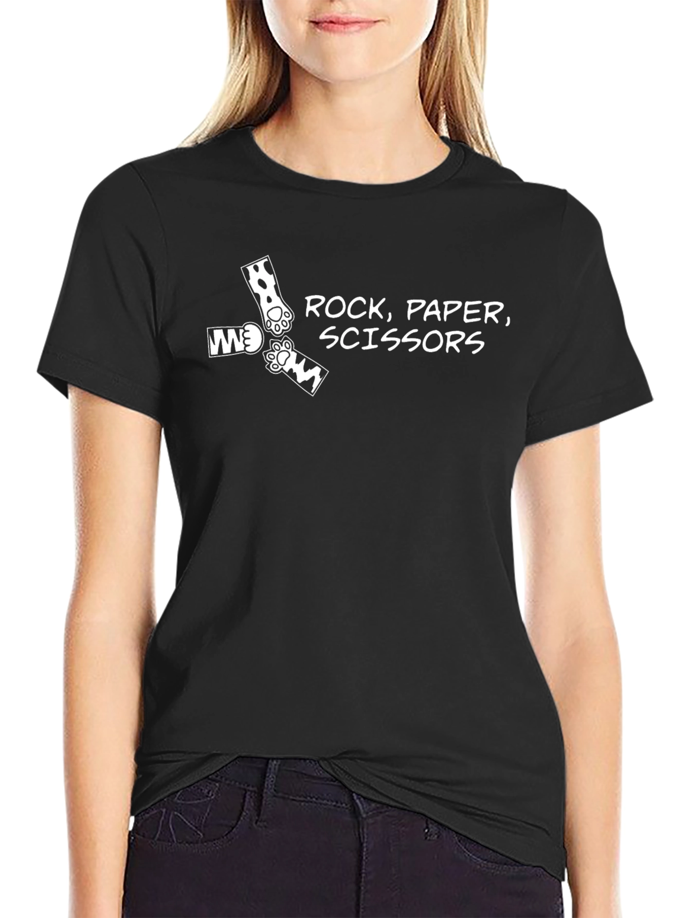 Rock Paper Scissors Cat Paw Print T-Shirt