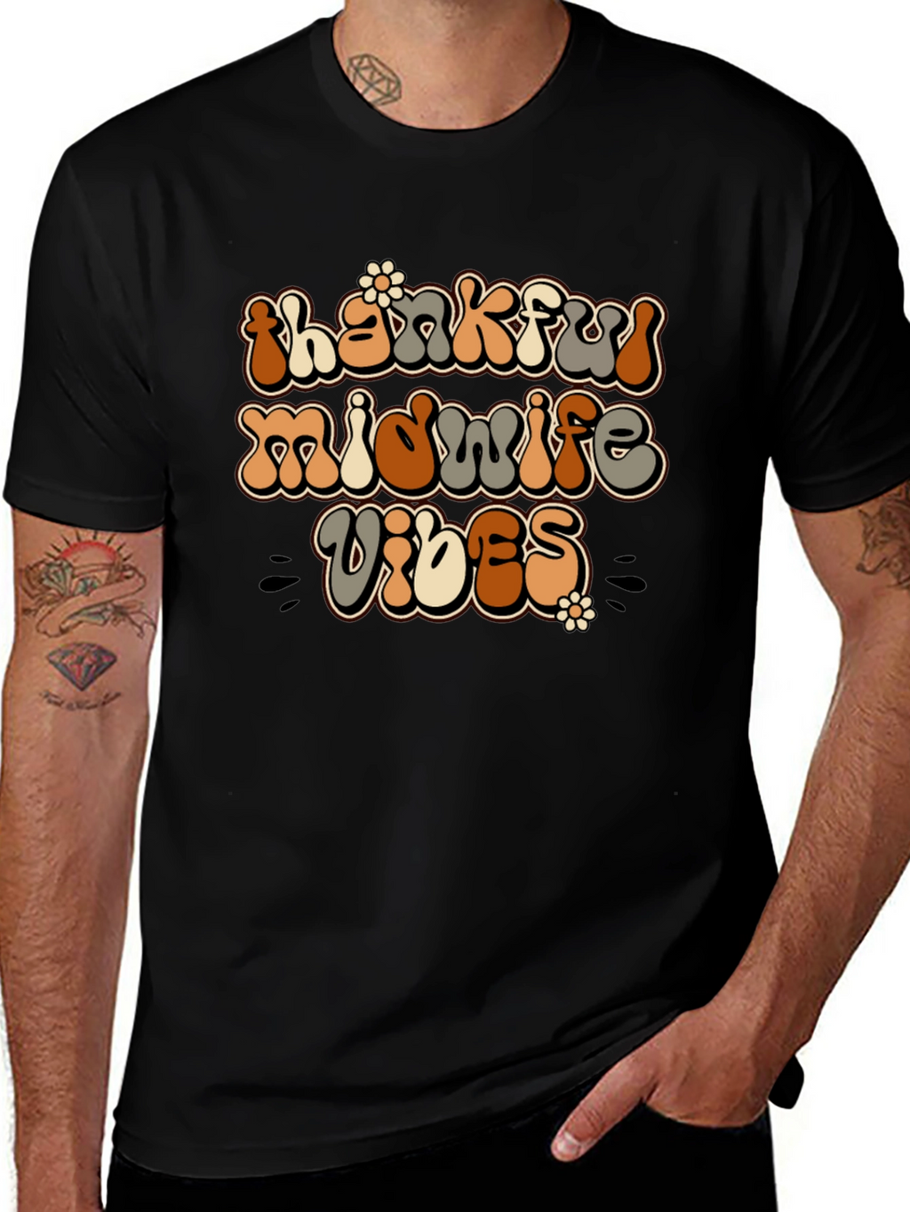 Thankful Midwife Vibes Black T-Shirt