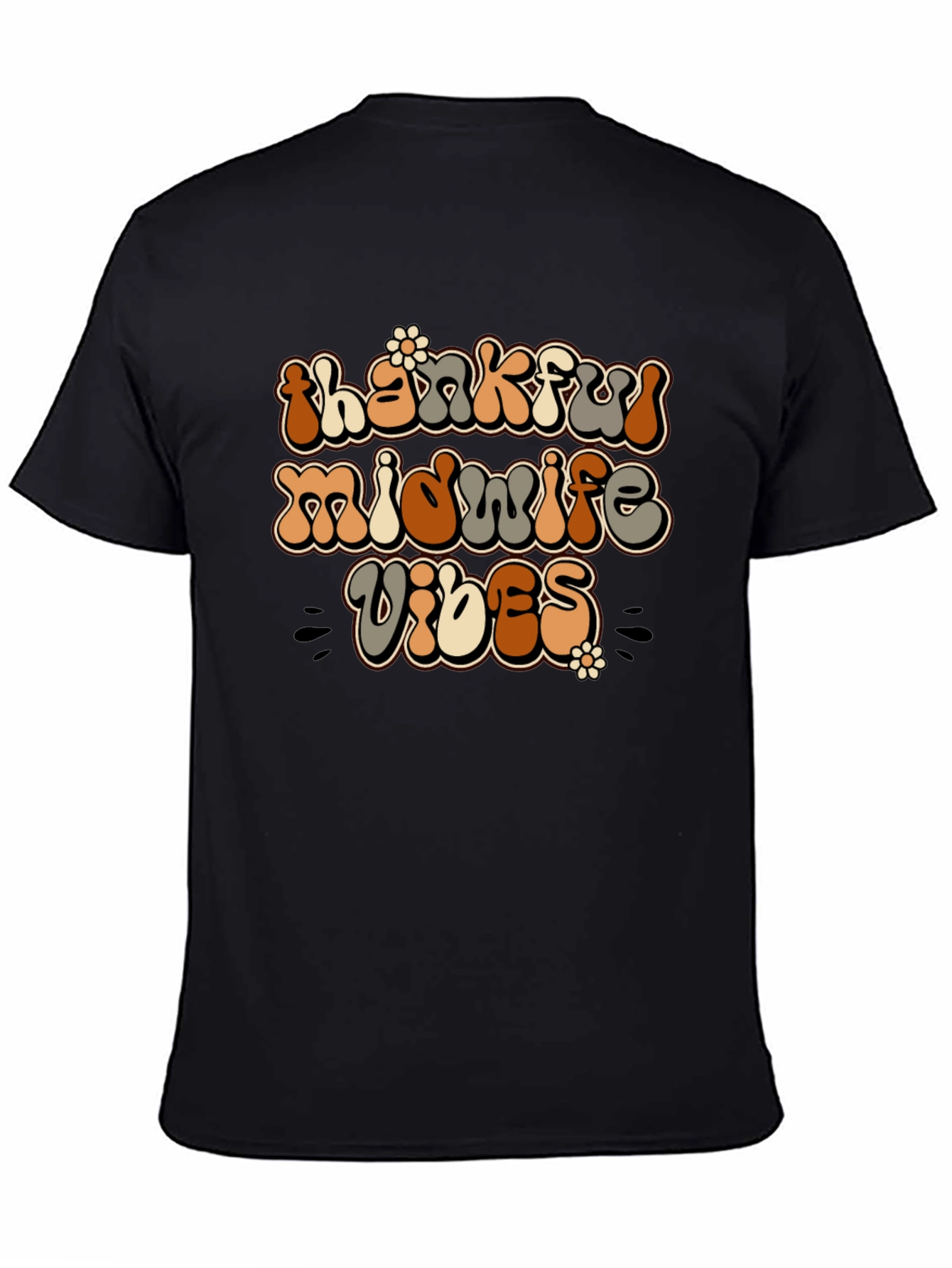 Thankful Midwife Vibes Black T-Shirt
