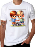 Cartoon Soccer Boys Black T-Shirt