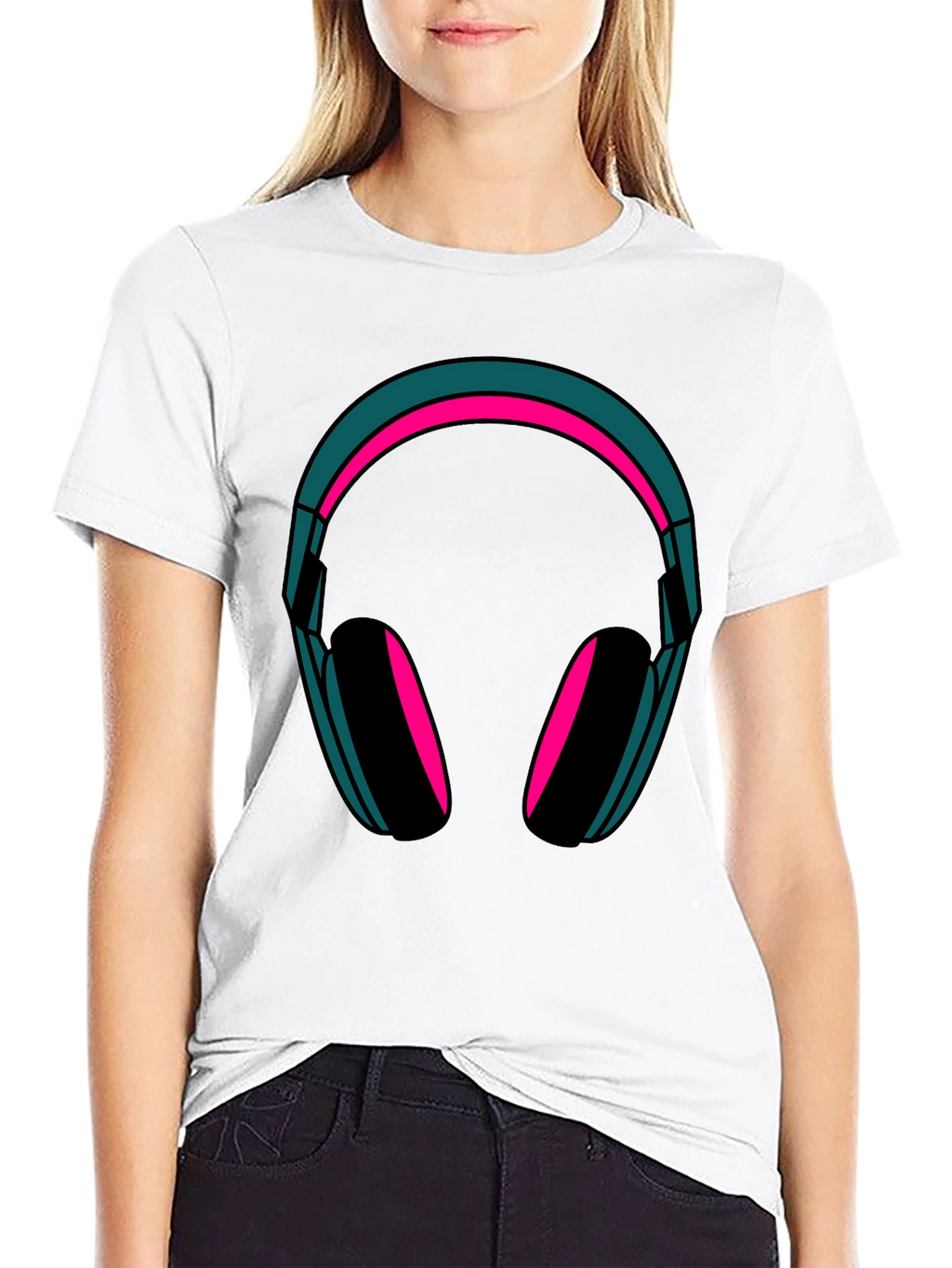 Headphones Graphic Tee - Trendy Black T-Shirt