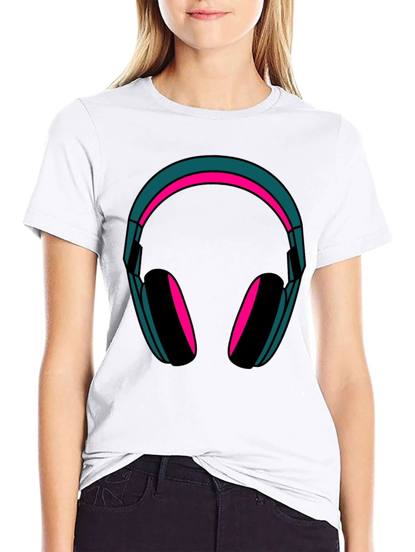 Headphones Graphic Tee - Trendy Black T-Shirt