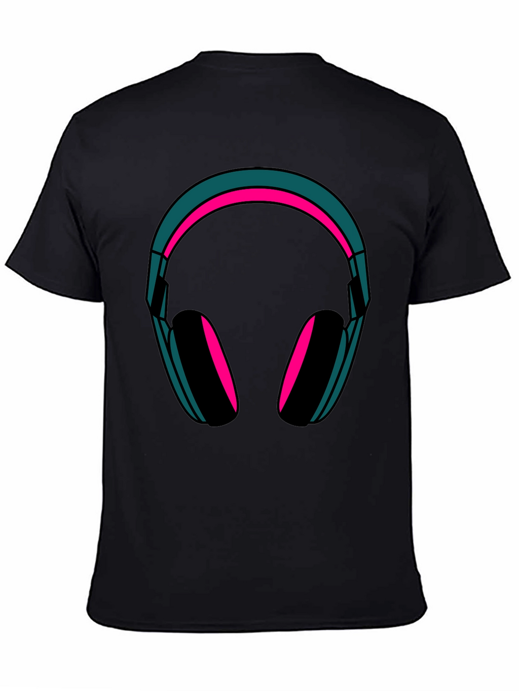 Headphones Graphic Tee - Trendy Black T-Shirt