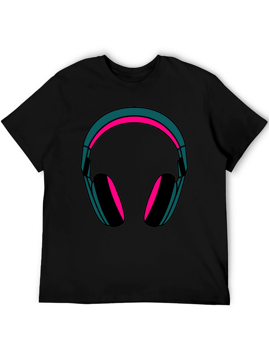 Headphones Graphic Tee - Trendy Black T-Shirt