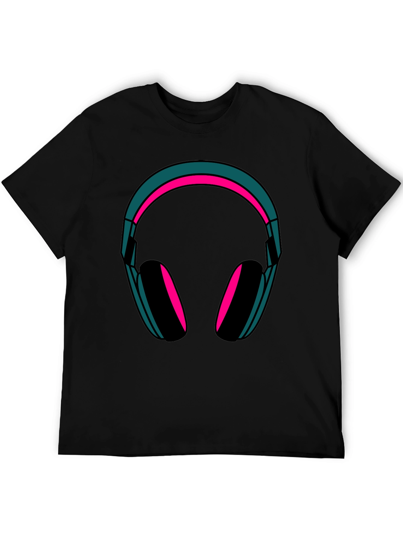 Headphones Graphic Tee - Trendy Black T-Shirt