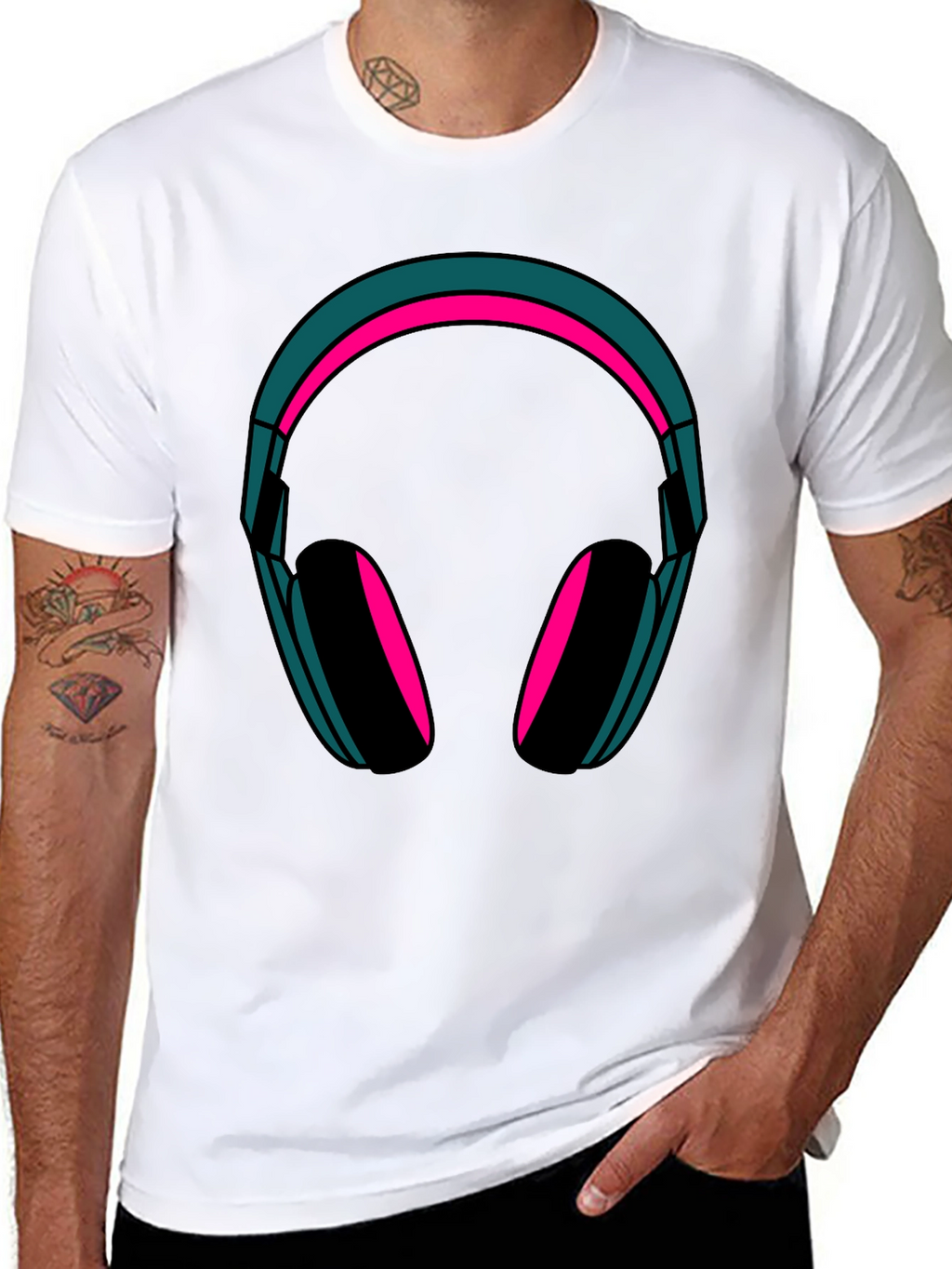 Headphones Graphic Tee - Trendy Black T-Shirt