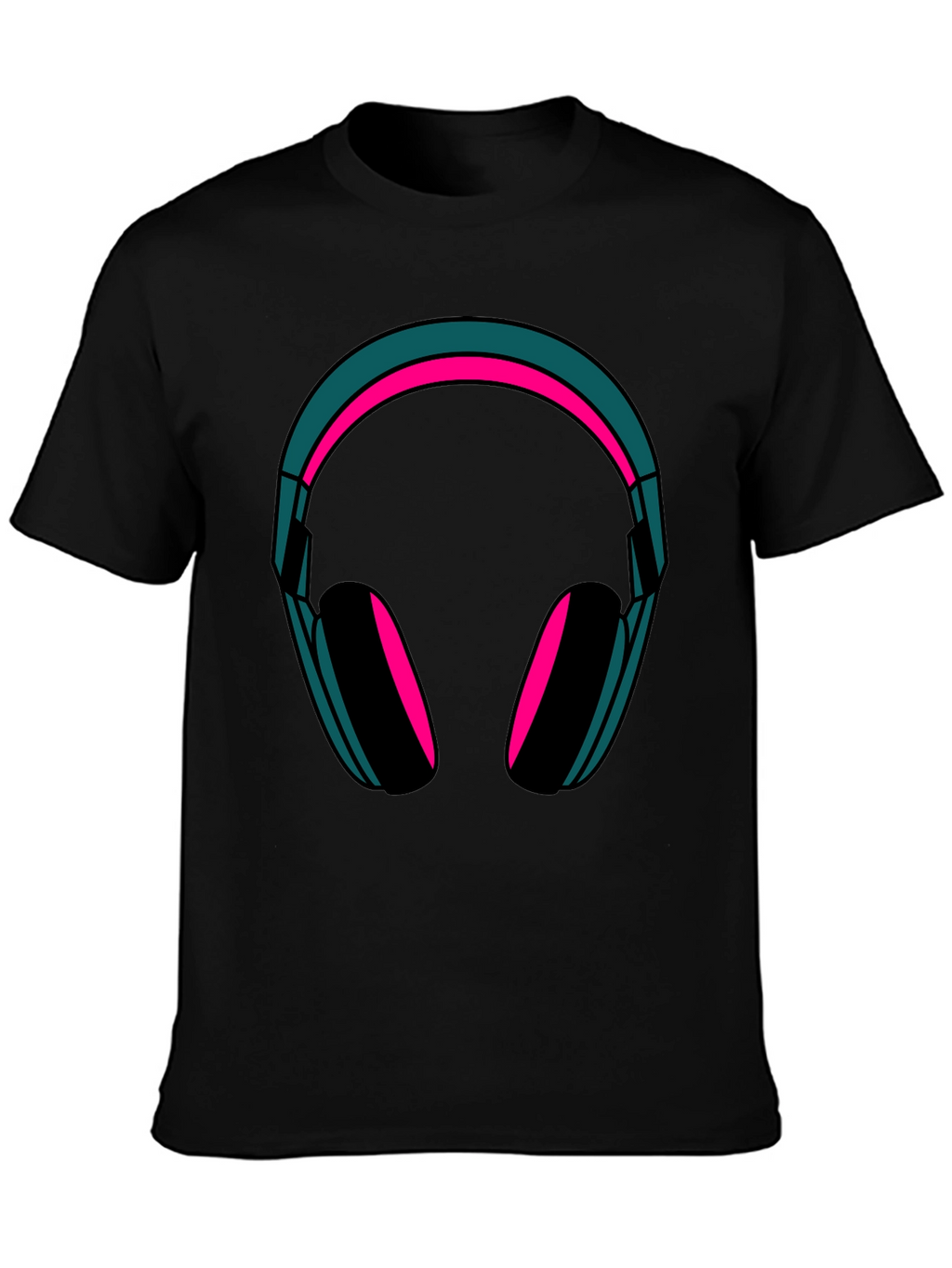 Headphones Graphic Tee - Trendy Black T-Shirt