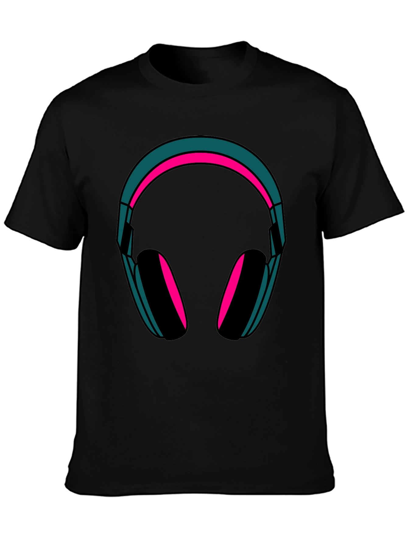 Headphones Graphic Tee - Trendy Black T-Shirt