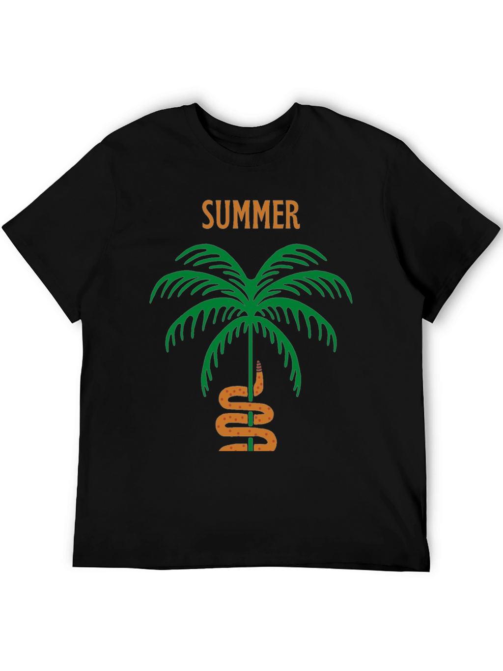 Summer Palm Tree & Snake Black T-Shirt