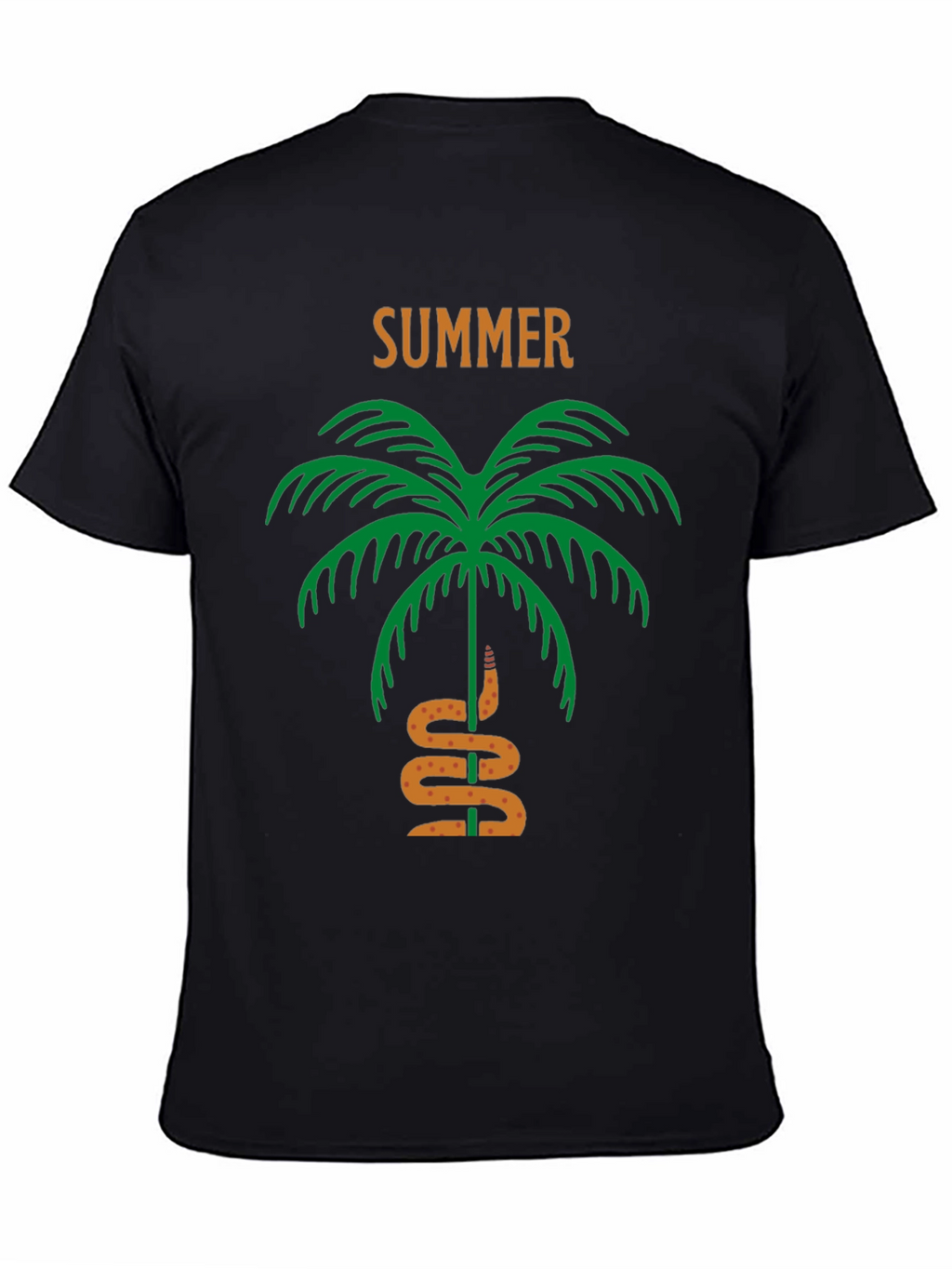 Summer Palm Tree & Snake Black T-Shirt