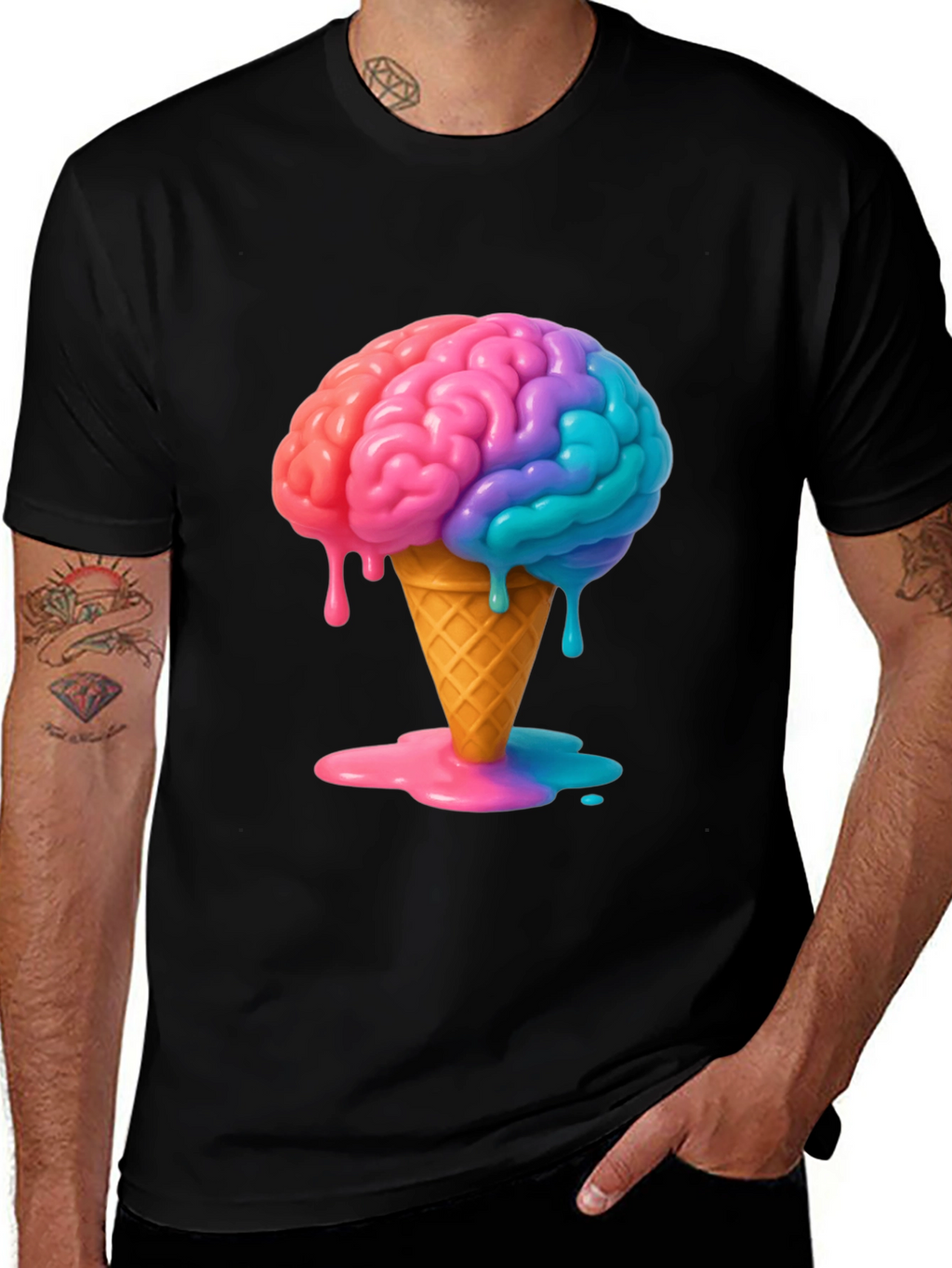 Brain Freeze T-Shirt - Quirky Ice Cream Brain Tee