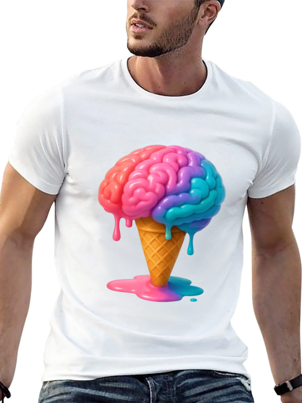 Brain Freeze T-Shirt - Quirky Ice Cream Brain Tee