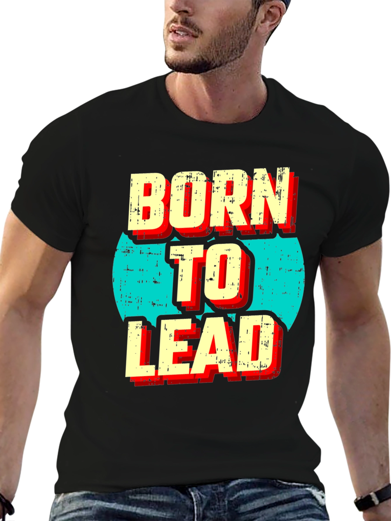 Born to Lead Graphic Print Black T-Shirt