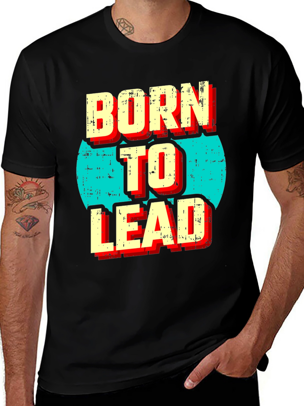 Born to Lead Graphic Print Black T-Shirt