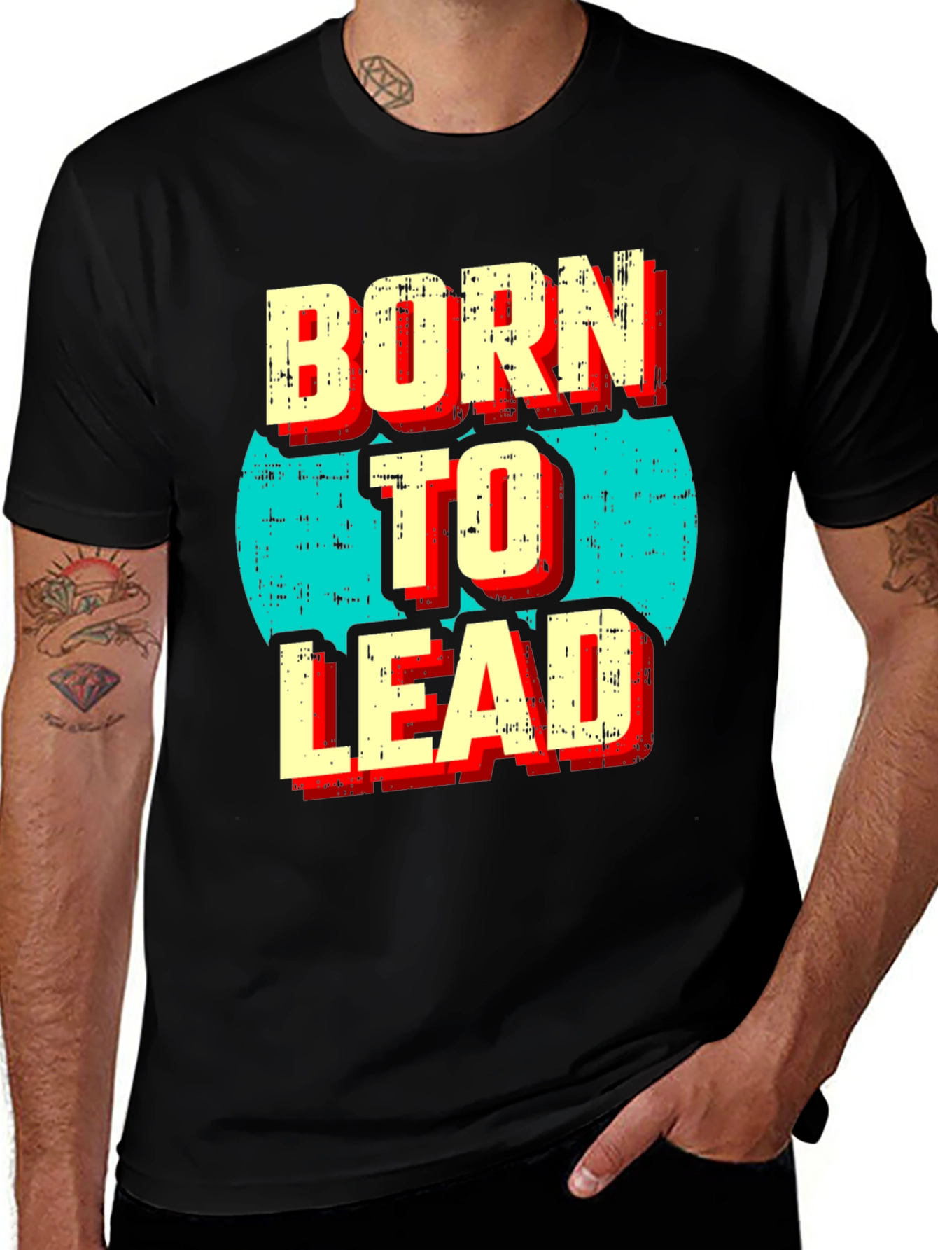 Born to Lead Graphic Print Black T-Shirt