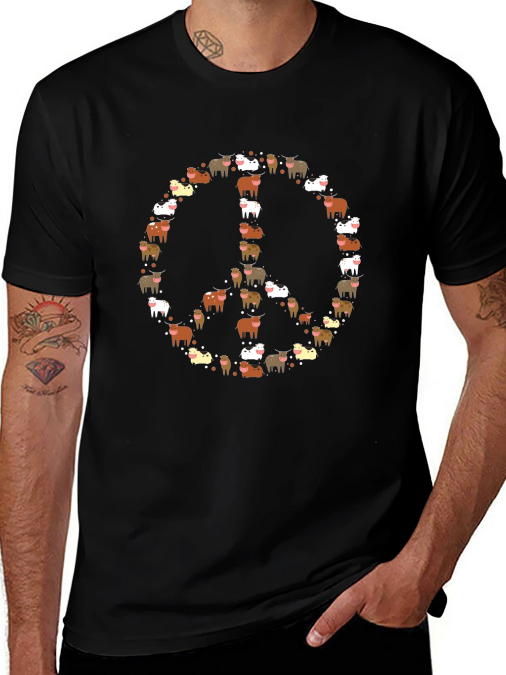 Peace Sign Highland Cow T-Shirt