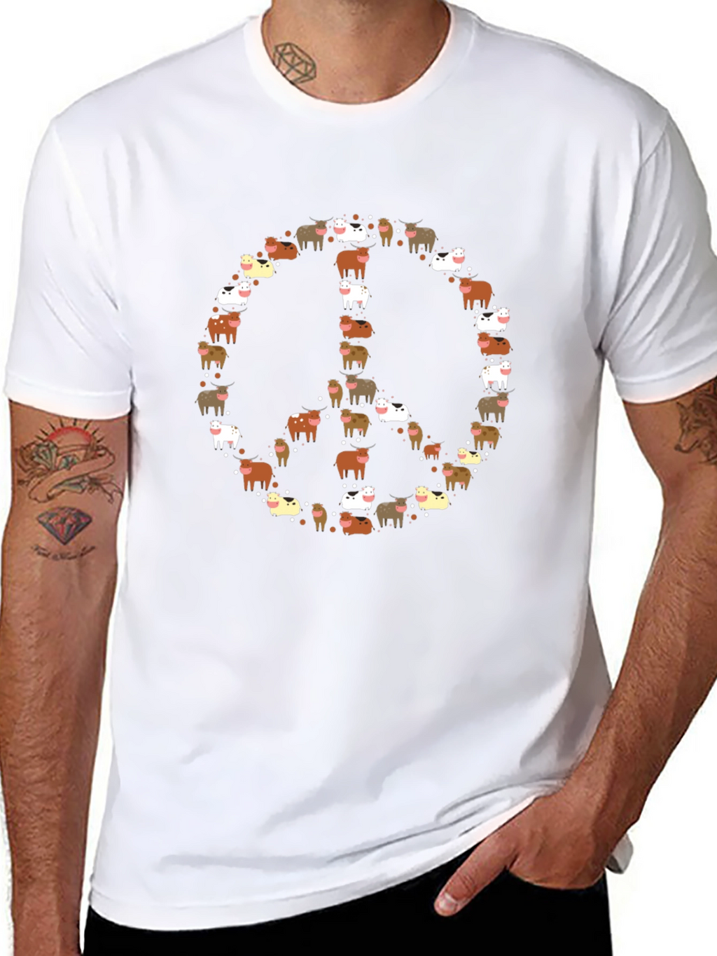 Peace Sign Highland Cow T-Shirt