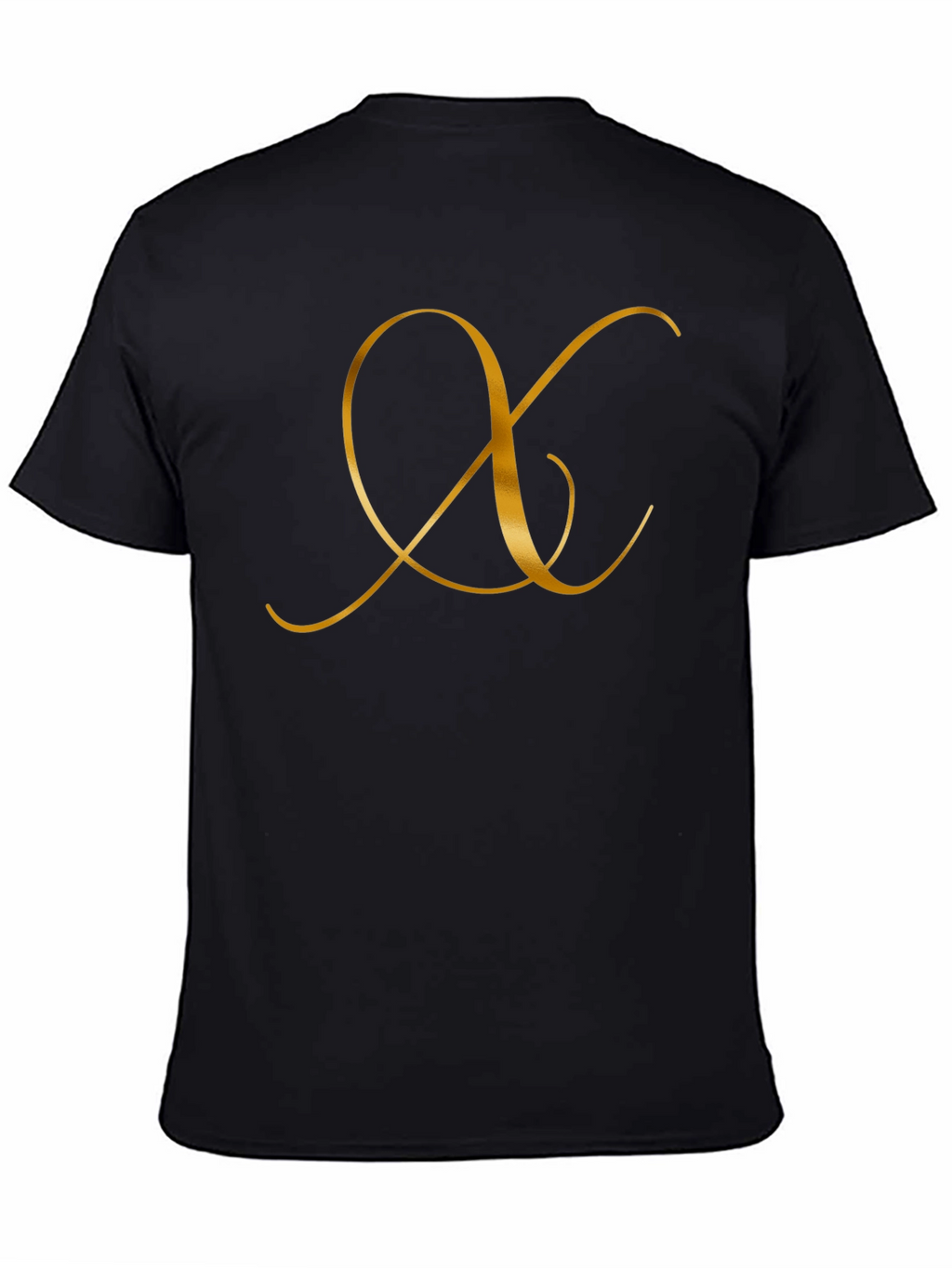 Elegant Black T-Shirt with Golden Letter Design