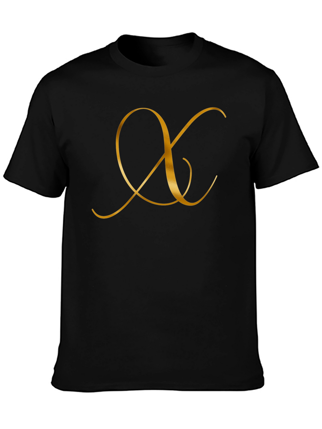 Elegant Black T-Shirt with Golden Letter Design