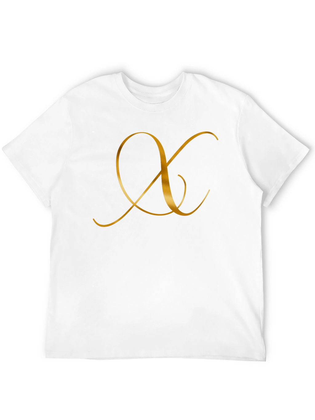 Elegant Black T-Shirt with Golden Letter Design