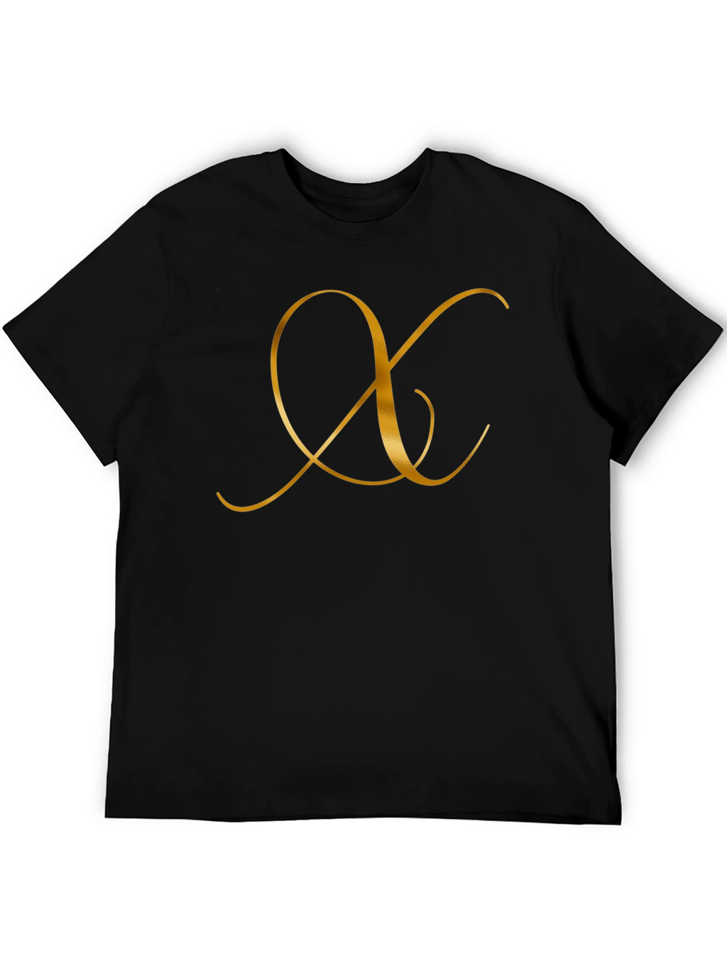 Elegant Black T-Shirt with Golden Letter Design