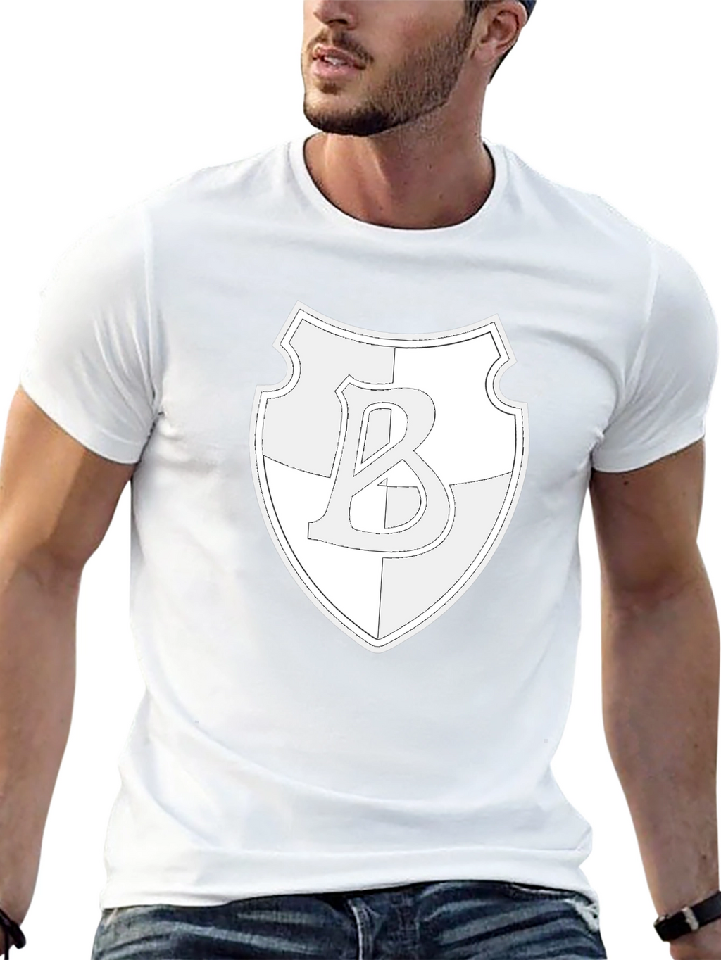 Shield Letter B Graphic Black T-Shirt