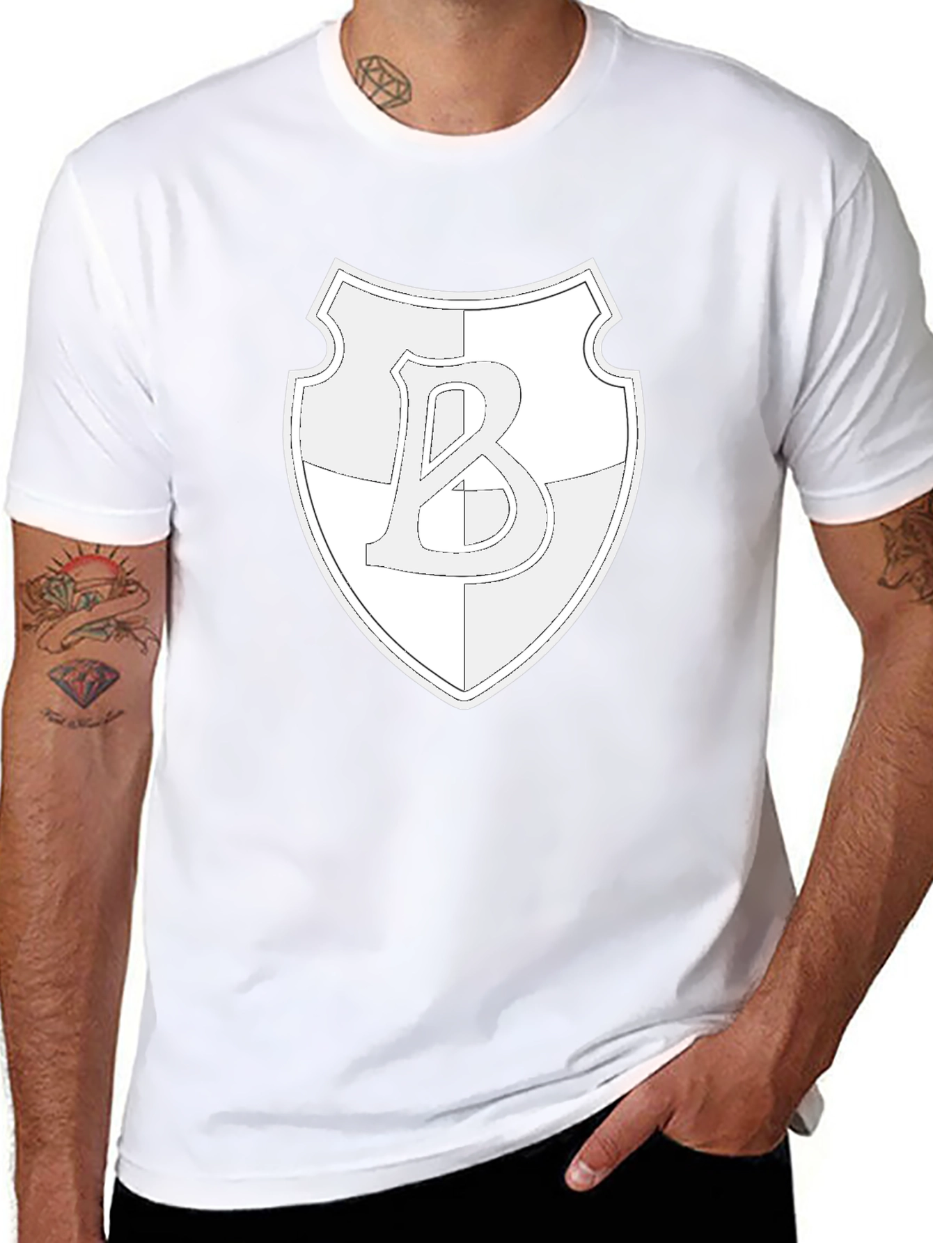 Shield Letter B Graphic Black T-Shirt