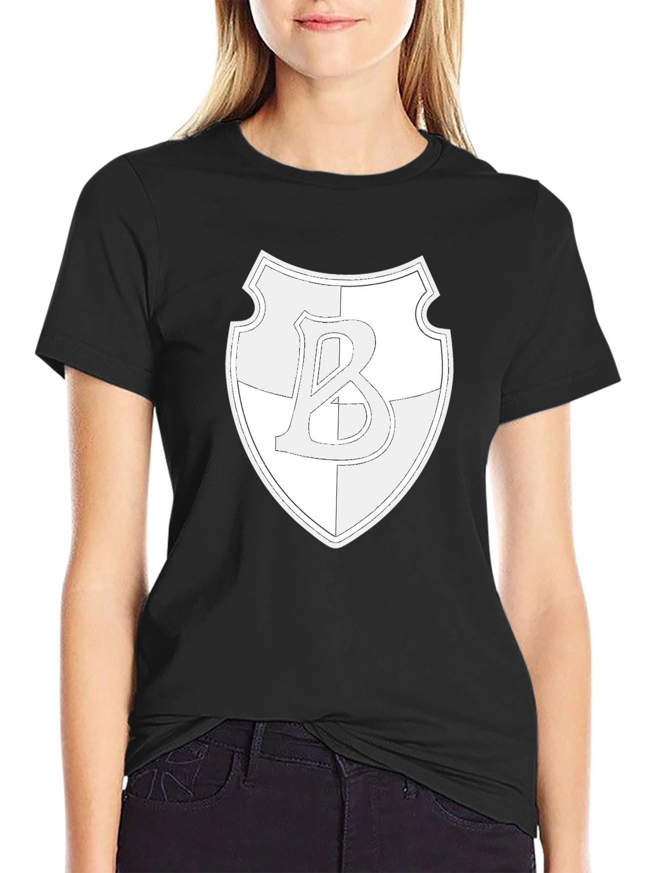 Shield Letter B Graphic Black T-Shirt