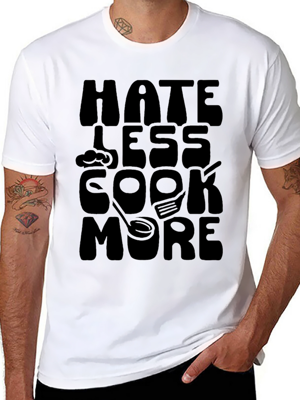 Hate Less Cook More Black T-Shirt