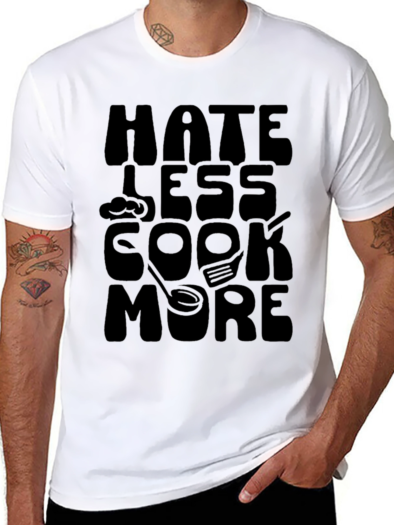 Hate Less Cook More Black T-Shirt