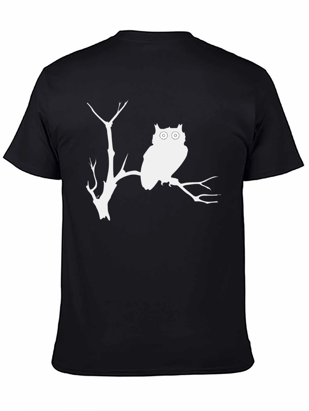 Owl Silhouette Graphic Print Black T-Shirt