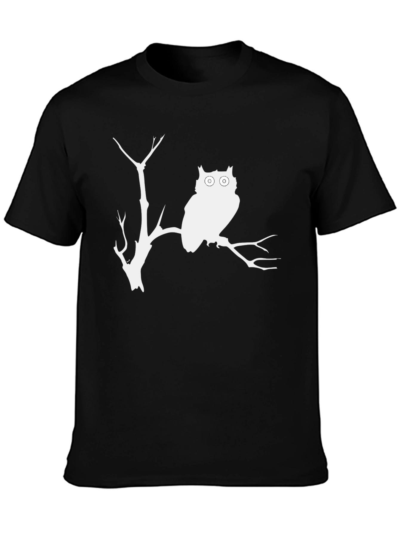 Owl Silhouette Graphic Print Black T-Shirt