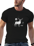 Geometric Deer Graphic Tee - Modern Black T-Shirt