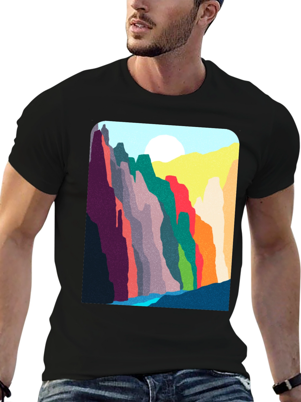 Abstract Mountain Range Graphic T-Shirt