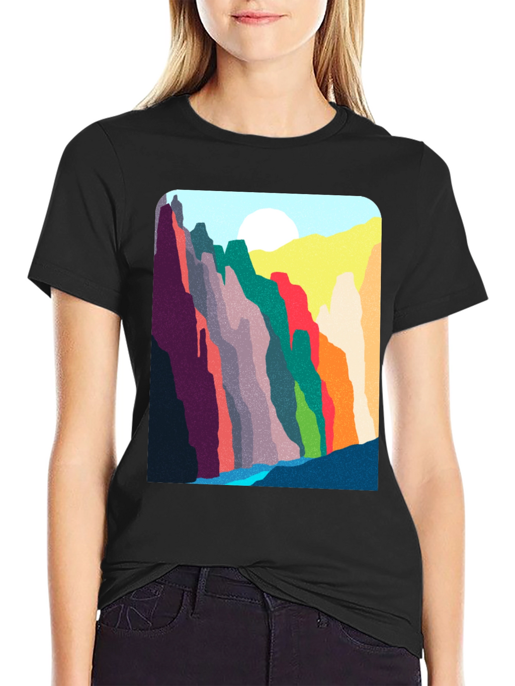 Abstract Mountain Range Graphic T-Shirt