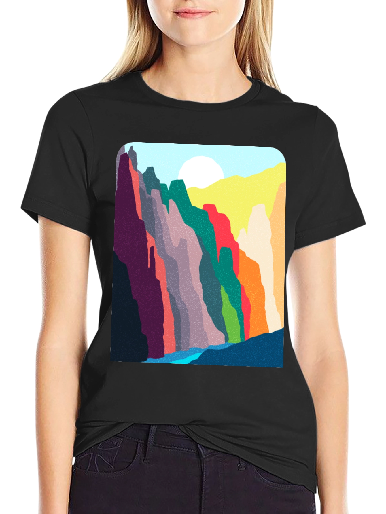 Abstract Mountain Range Graphic T-Shirt
