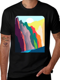 Abstract Mountain Range Graphic T-Shirt
