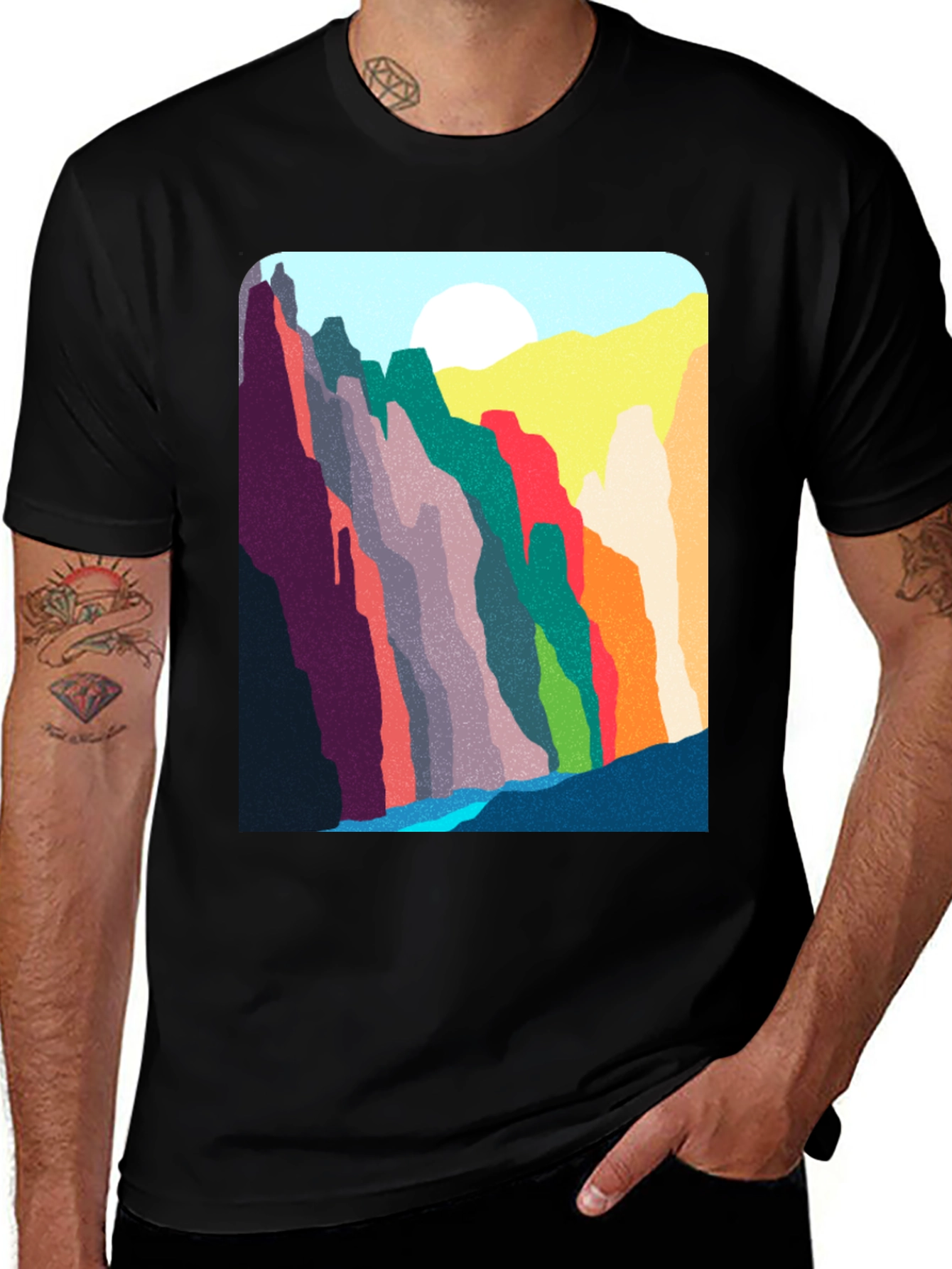 Abstract Mountain Range Graphic T-Shirt