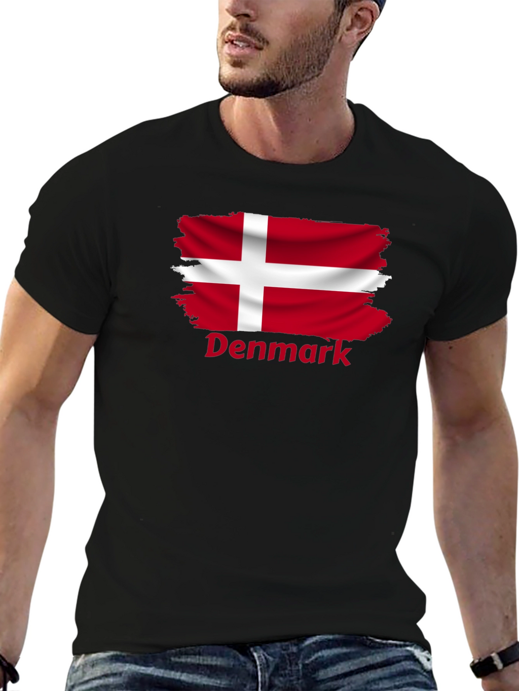 Denmark Flag T-Shirt - Black Cotton Tee
