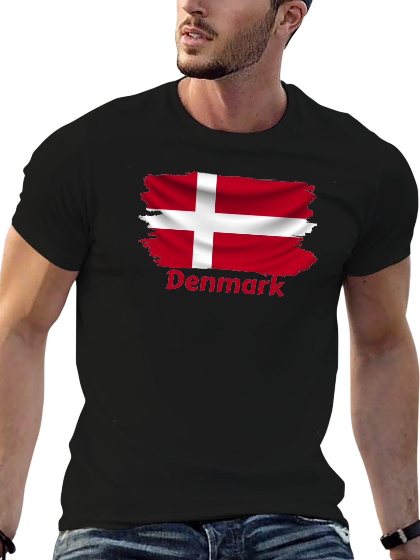 Denmark Flag T-Shirt - Black Cotton Tee