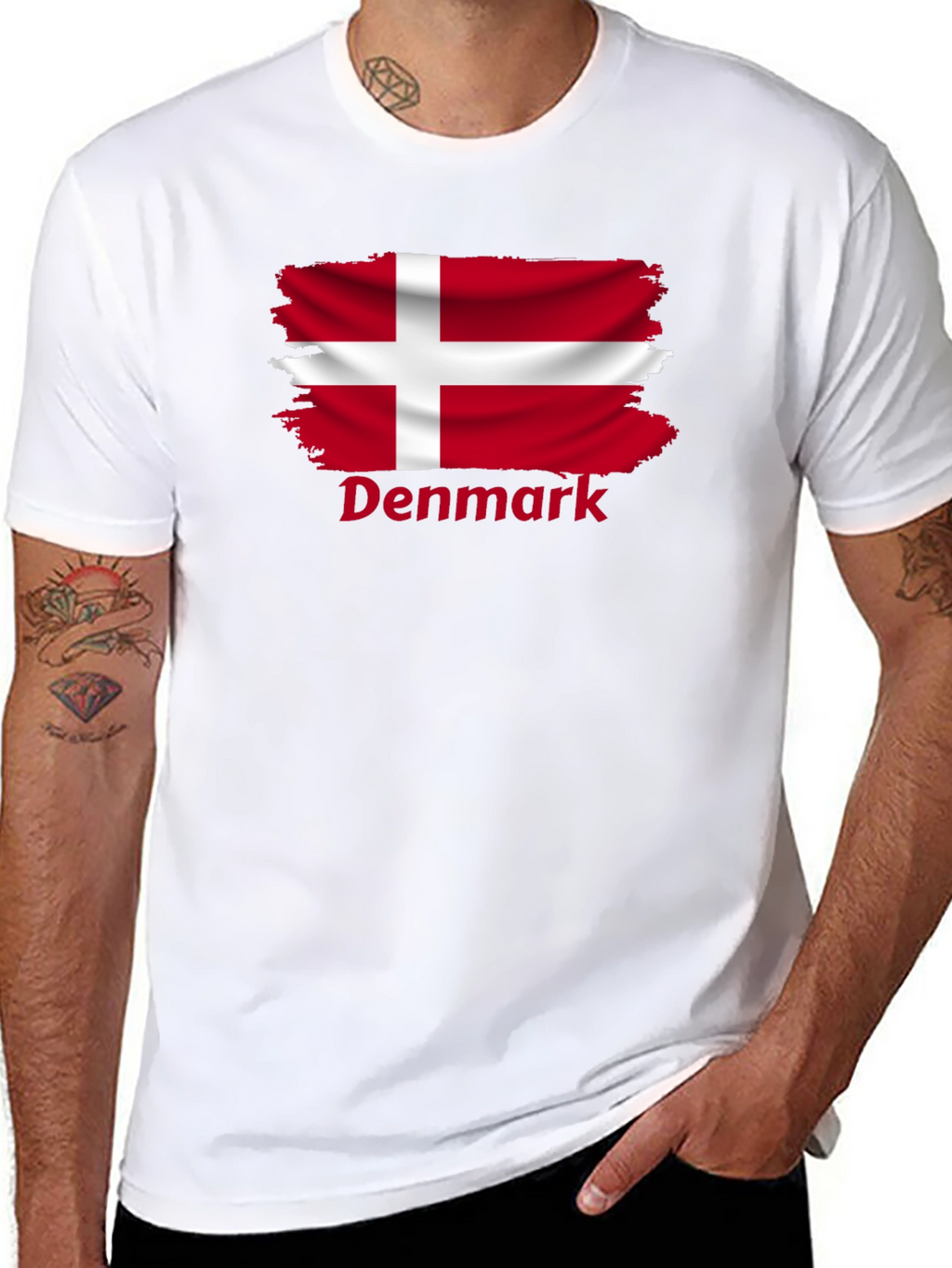 Denmark Flag T-Shirt - Black Cotton Tee