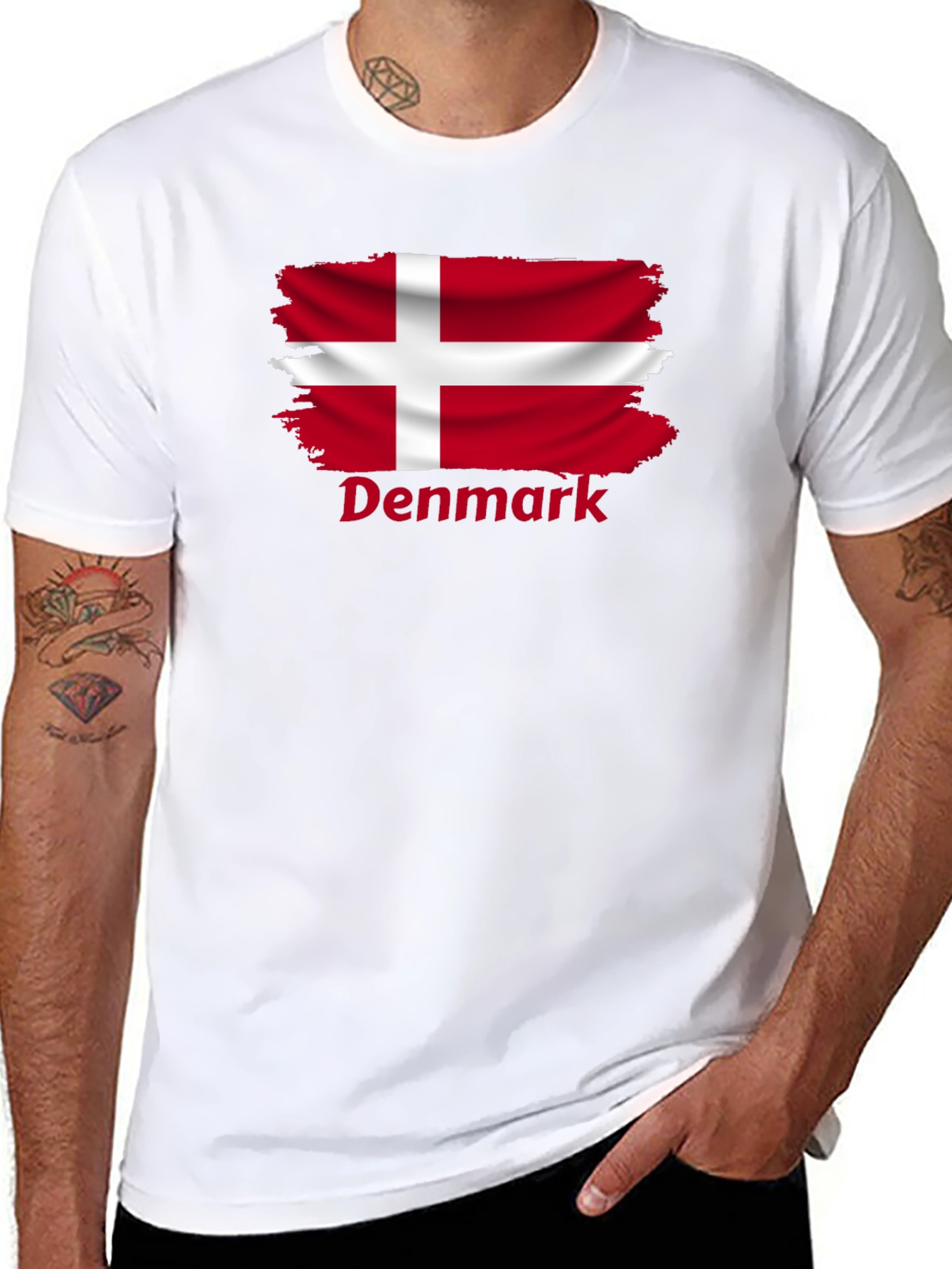 Denmark Flag T-Shirt - Black Cotton Tee