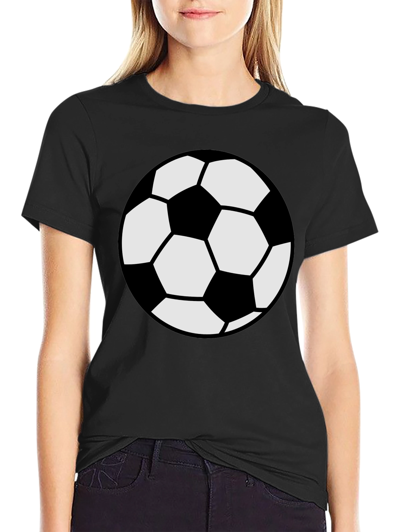 Soccer Ball Graphic Tee - Black Cotton Comfort