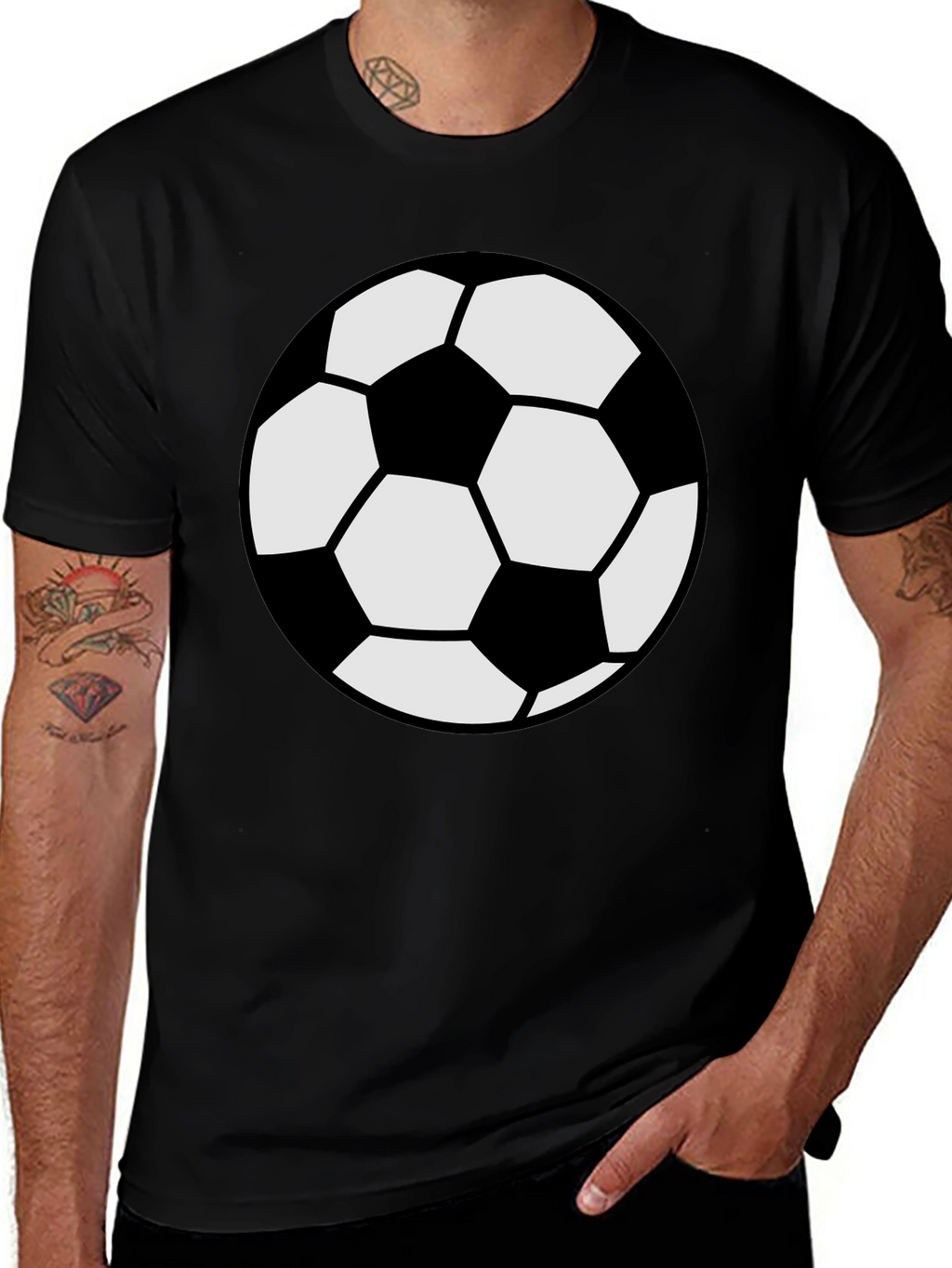 Soccer Ball Graphic Tee - Black Cotton Comfort