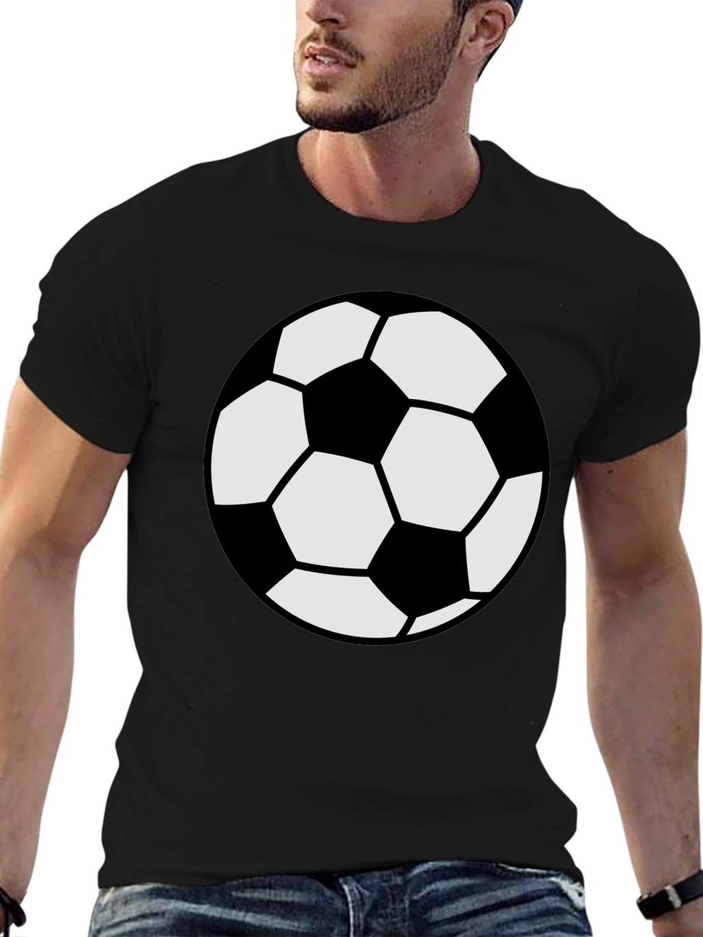Soccer Ball Graphic Tee - Black Cotton Comfort