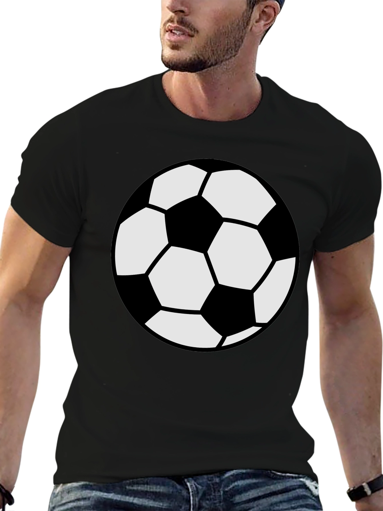Soccer Ball Graphic Tee - Black Cotton Comfort
