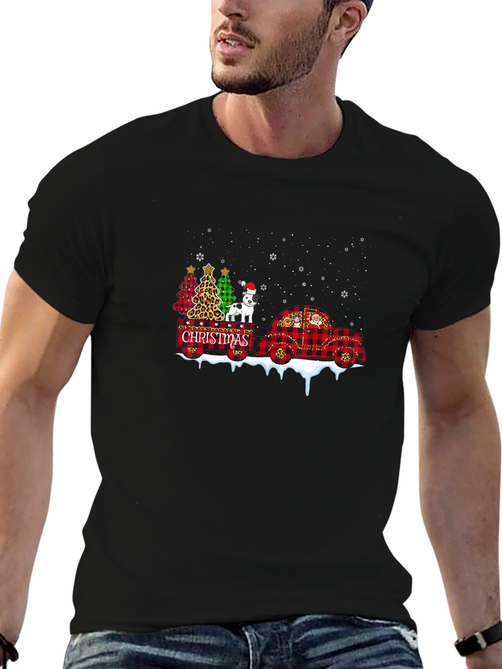 Festive Christmas Dog Graphic Tee