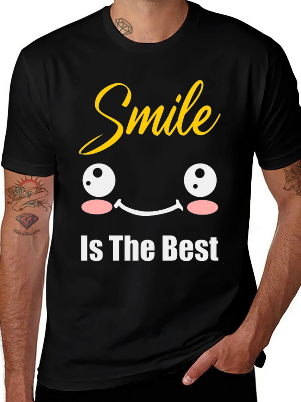 Smile Is The Best Black Graphic T-Shirt