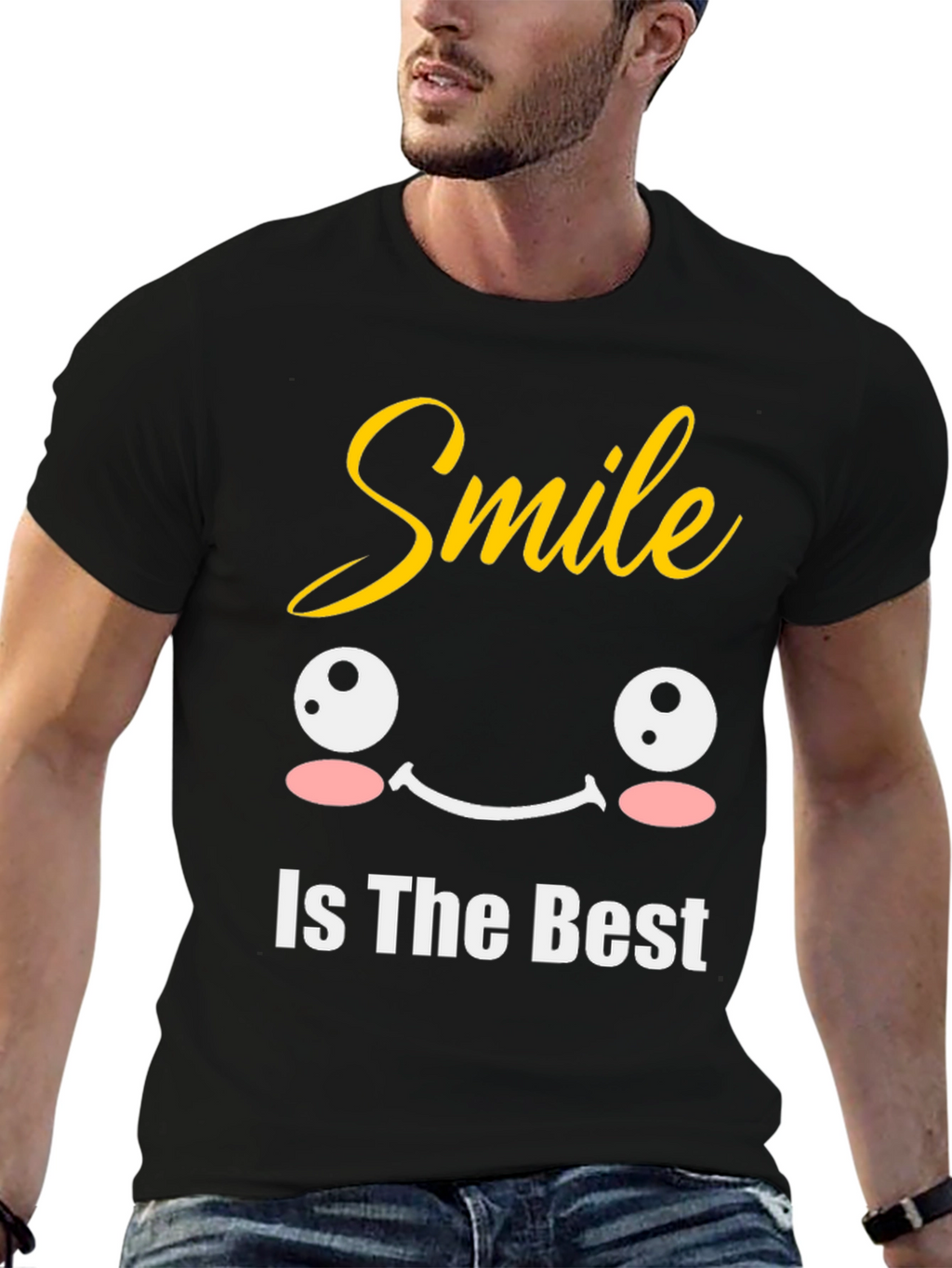 Smile Is The Best Black Graphic T-Shirt
