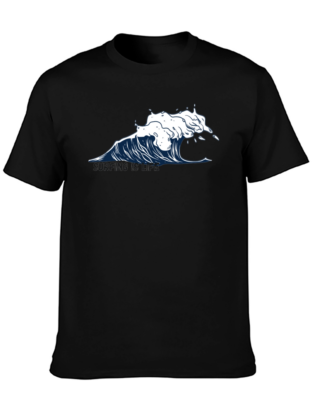 Wave Graphic T-Shirt - Black Cotton Tee